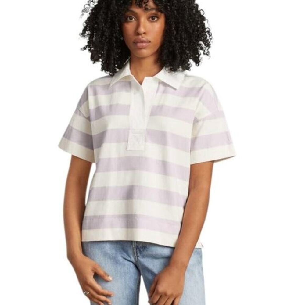 Everlane The Retro Jersey Polo in Pale Orchid/Canvas size Medium
